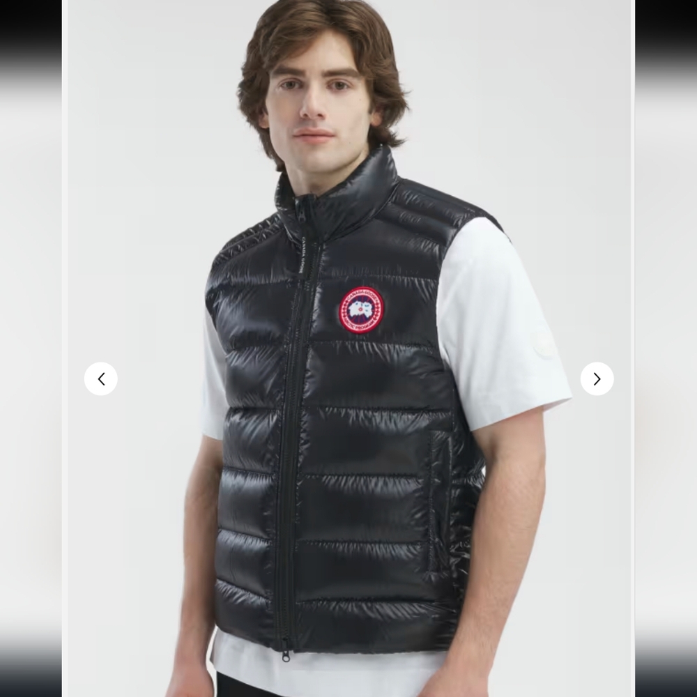 Canada Goose Men's Black Puffer Vest with Red Logo